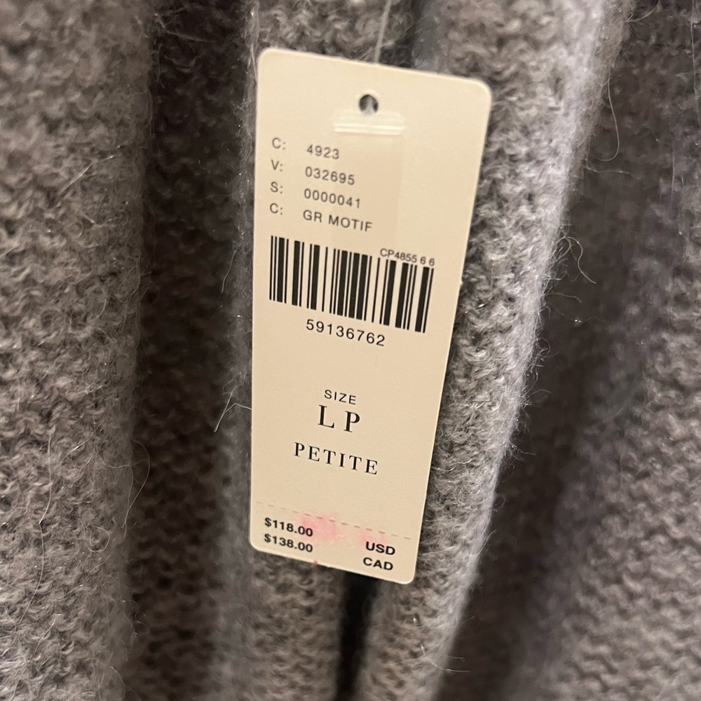 NWT new Anthropologie Colleen sweater large petite LP gray rainbow shimmer - Picture 6 of 17